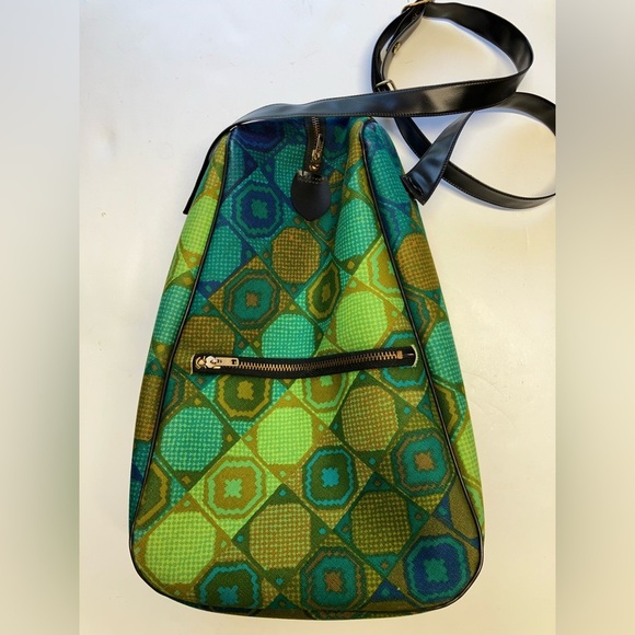 Vintage Shoulder Tote, OS, Blues/Greens, Zipper Closures, Shoulder Strap, - Picture 4 of 5